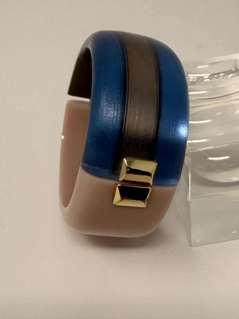 Two-Tone Pink and Blue Resin Cuff Bracelet by Alexis Bittar